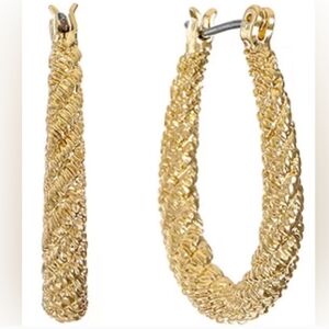 Monet Hypo-Allergenic Gold Textured Hoop Earrings NWT